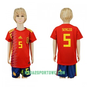 Koszulka Hiszpania Sergio 5 Dziecięcy Mistrzostwa Świata 2018 Domowe Stroje Piłkarskie